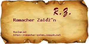 Ramacher Zalán névjegykártya